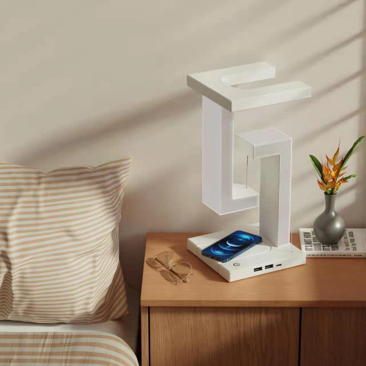 Anti-Gravity Magnetic Levitation Table Lamp with Creative Smartphone Wireless Charging For Home Bedroom